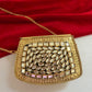 Kasika Kundan Brass Clutch Mini Gold White