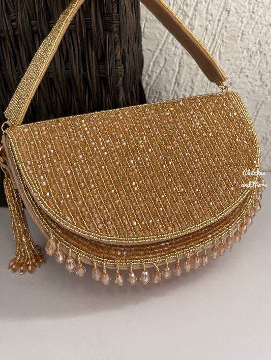 Half Moon Crystal Bag Golden