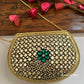 Kasika Kundan Brass Clutch Gold Green