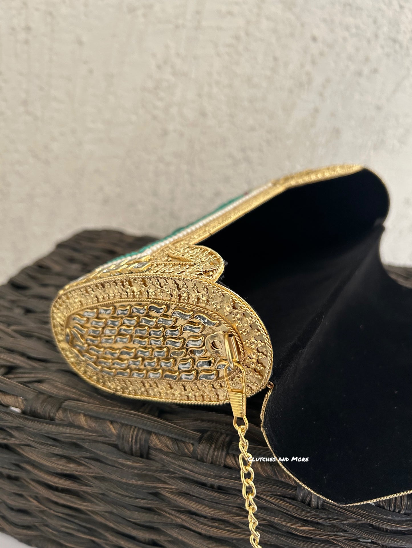 Kasika Kundan Brass Clutch Multicolored