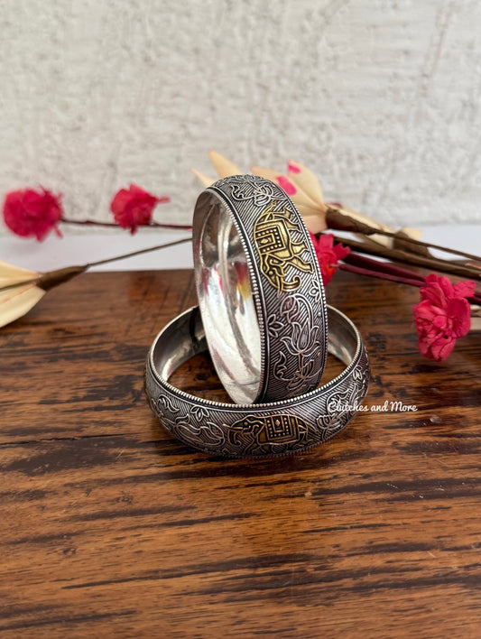 Silver Gold Bangles (Set of 2)