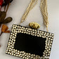 Kundan Black Resin clutch with Pearl Handle