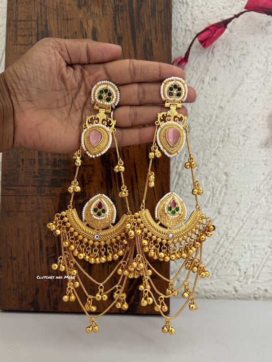 Jodha Royal Earrings Light Pink Multicoloured