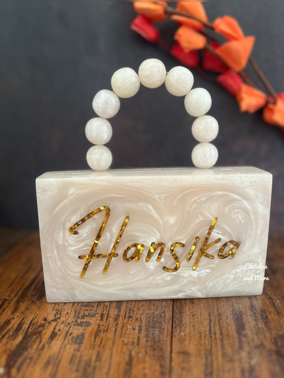 Resin Clutch with Engraved Name