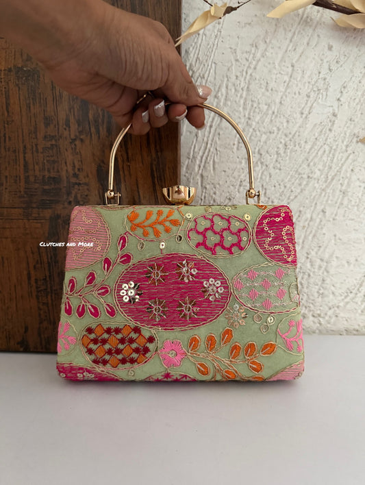 Lakhnawi Chikankari Bag Pastel Green