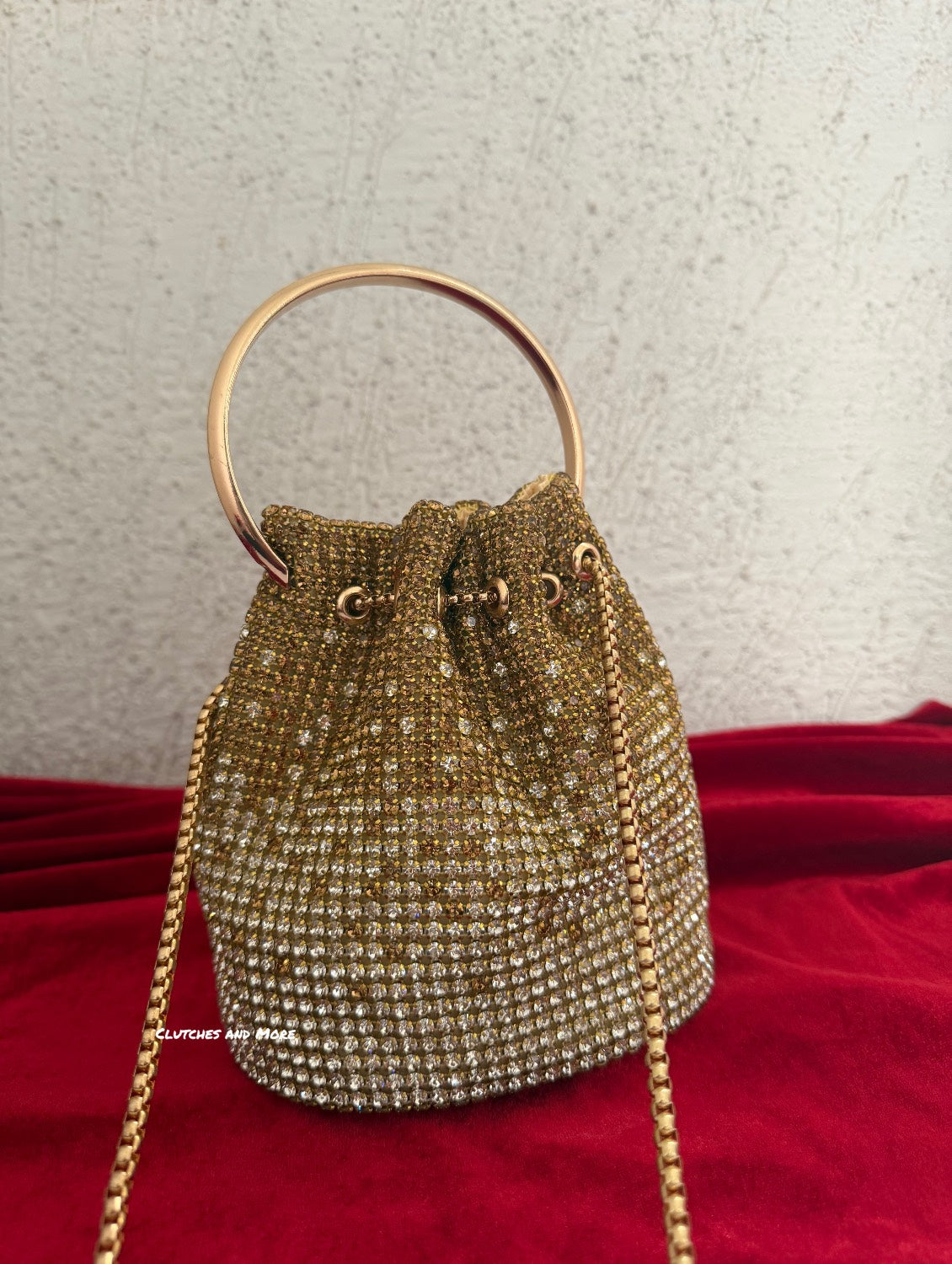 Rhinestone Bucket Bag Gold