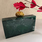 Kundan Green Resin clutch with Pearl Handle