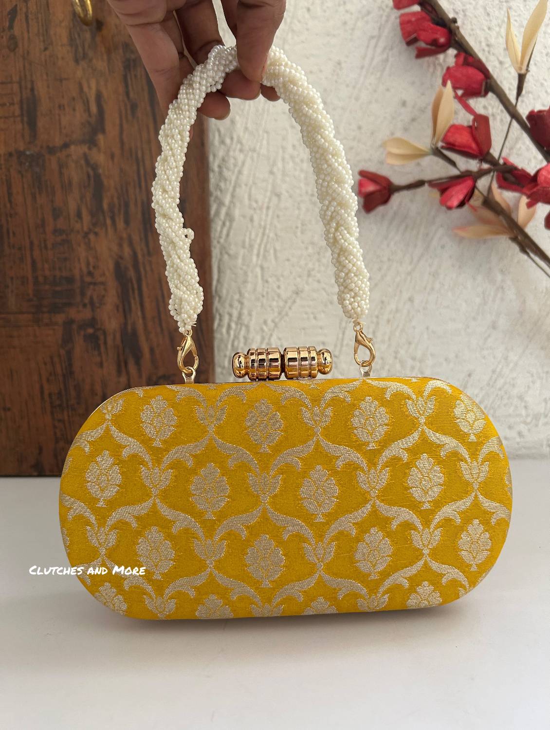 Adaa Banarsi Clutch Yellow