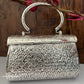 Silver Brass Clutch With Handle and Chain