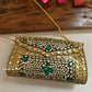 Kasika Kundan Brass Clutch Gold Green