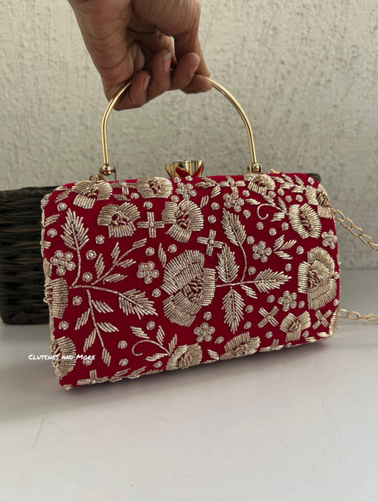 Gulnaar Embroidered Clutch Rani Pink