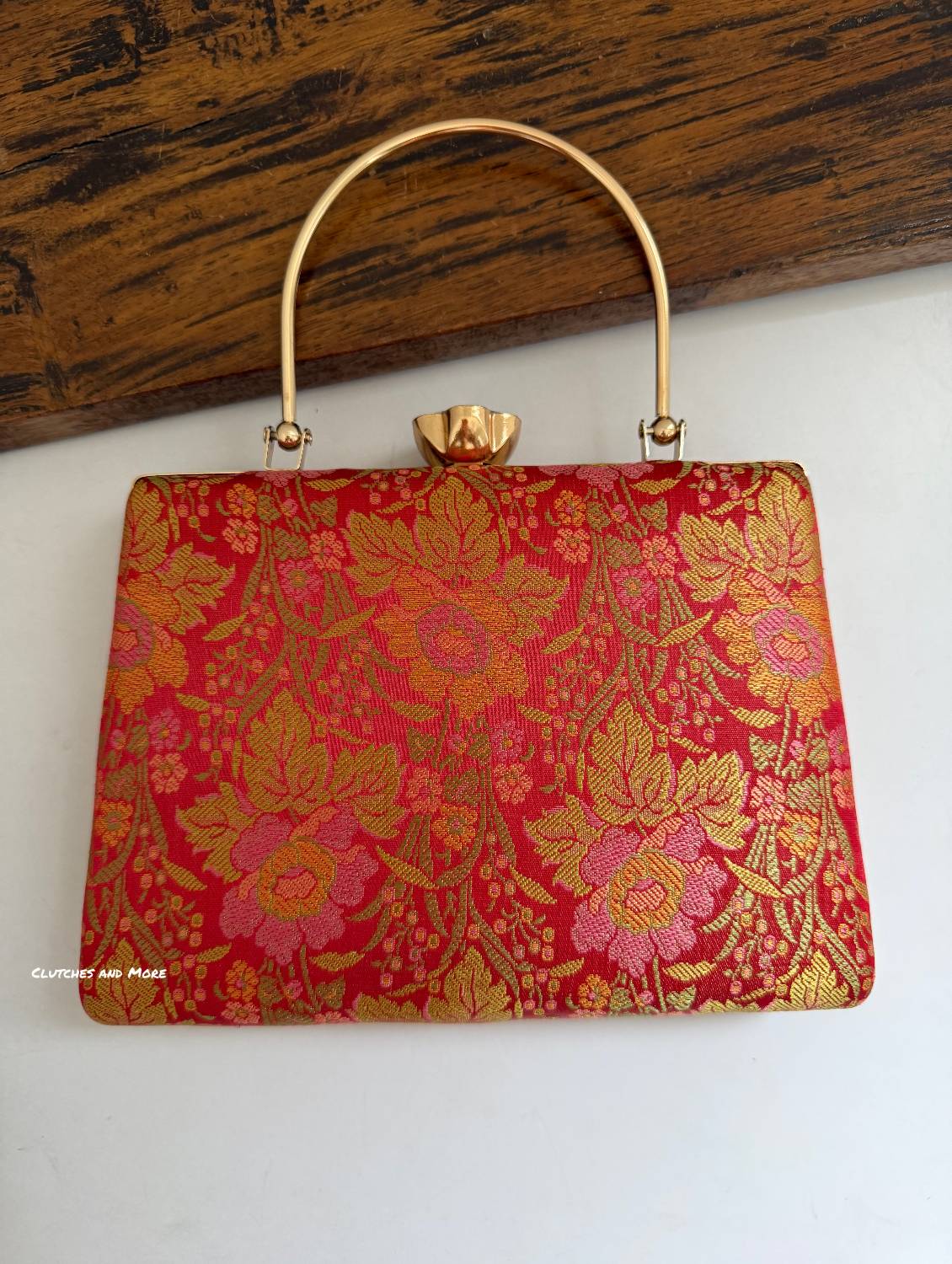 Hoor Banarsi Clutch Red Floral