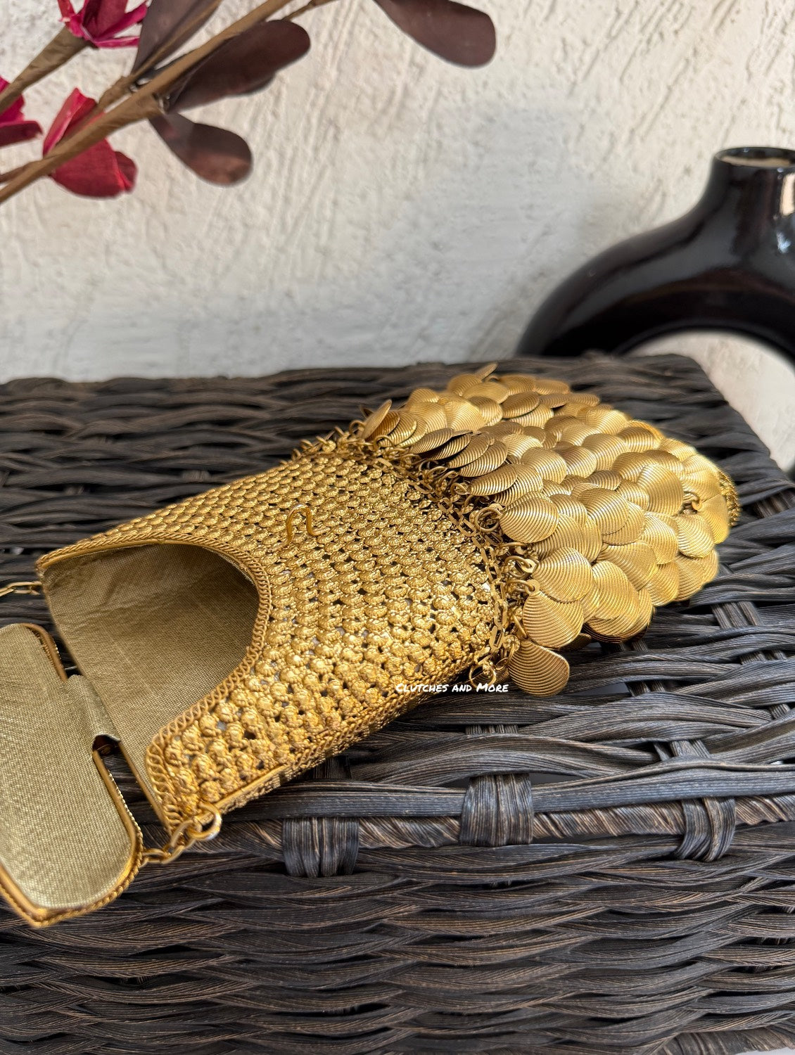 Zarika Brass Mobile Sling cum Waist Bag Gold