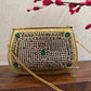 Kasika Kundan Brass Clutch Green Gold