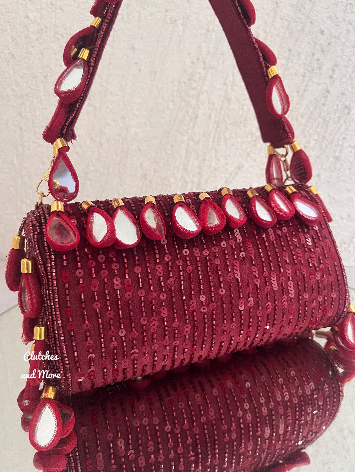 Mirror Flap Bag Maroon