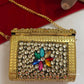 Kasika Kundan Brass Clutch Mini Multicolored