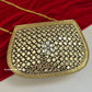 Kasika Kundan Brass Clutch Gold white