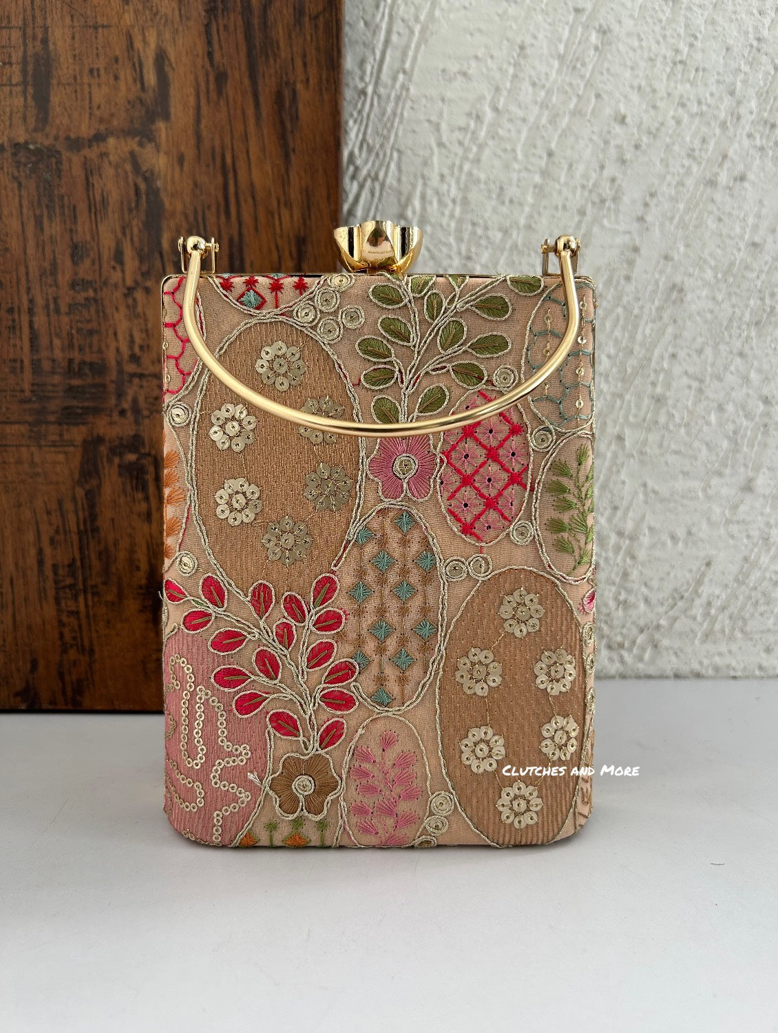 Ibadat Lakhnawi Chikankari Bag Gold