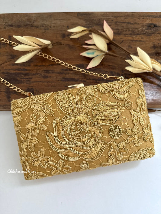 Mustard Yellow Rose Clutch