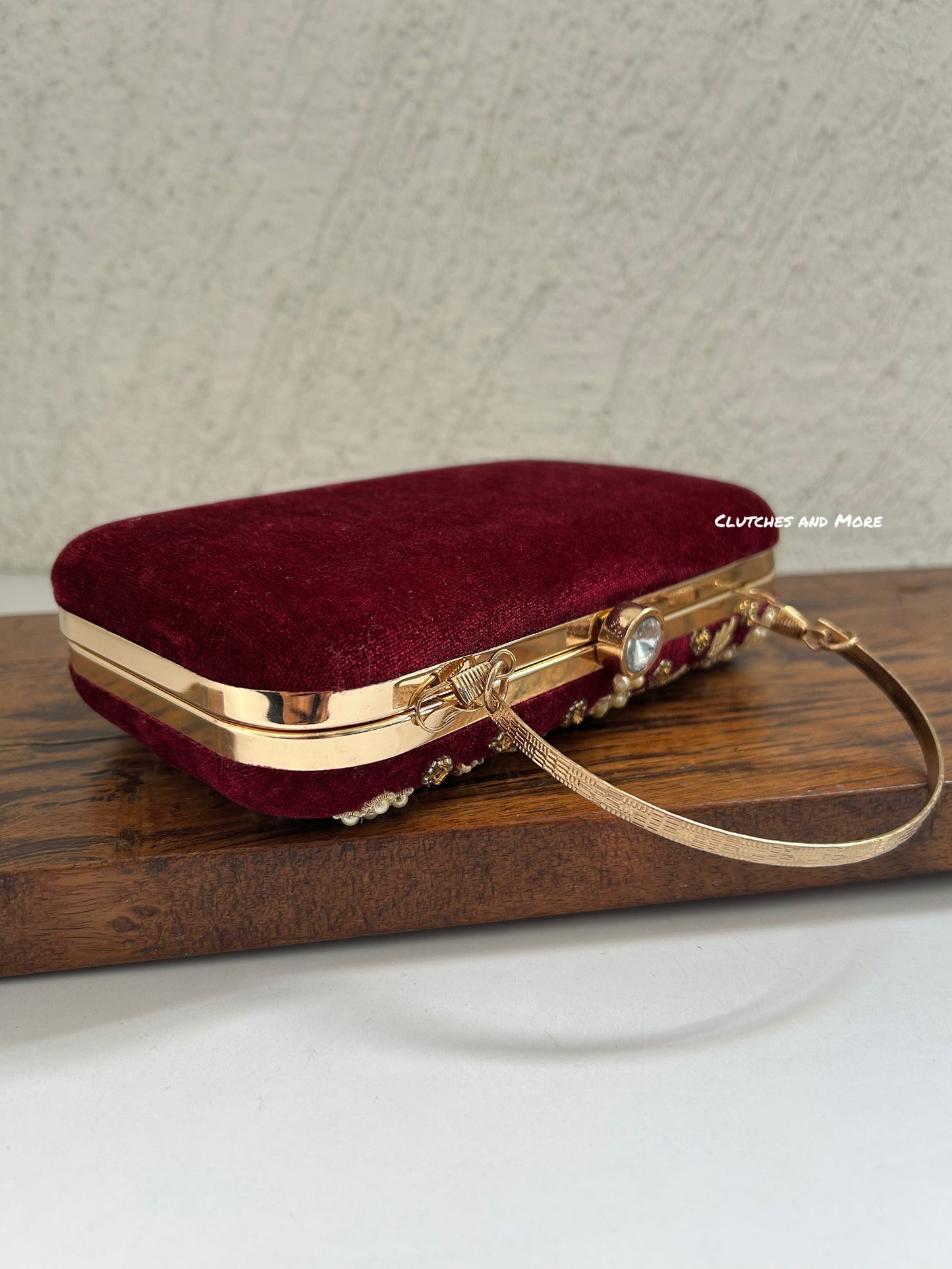Wine Handwork Clutch Bag