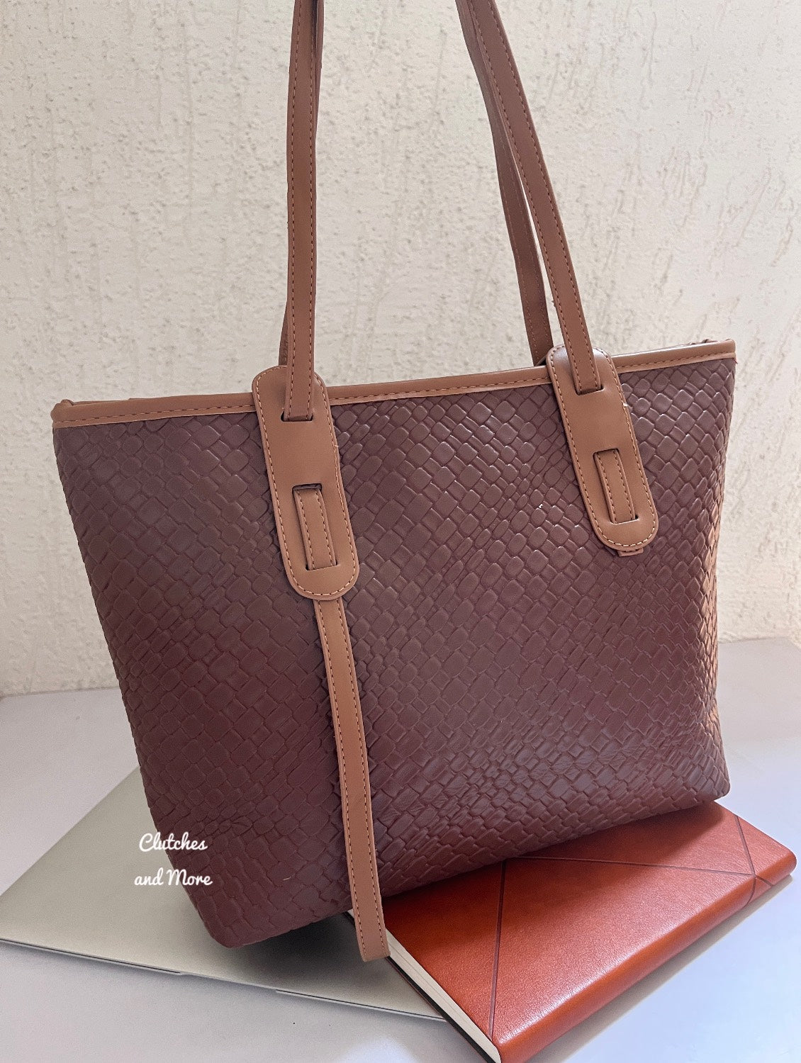 Textured Tan brown Tote Bag