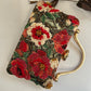 Poppy Green Red Floral Clutch with diamond handle