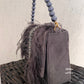 Feather Flap Bag Grey