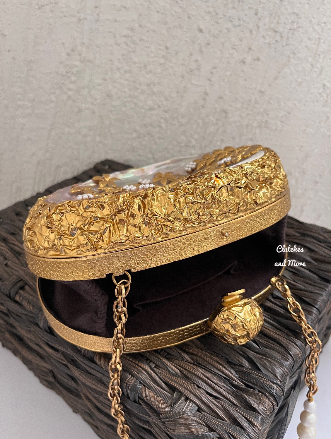 Fiza Mother of pearl luxury clutch Gold