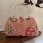 Lakhnawi Chikankari Box Clutch Peach