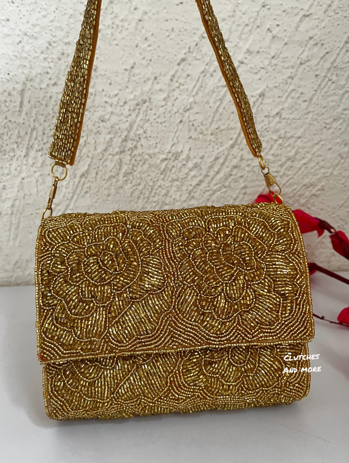 Gold Rose Flap Bag