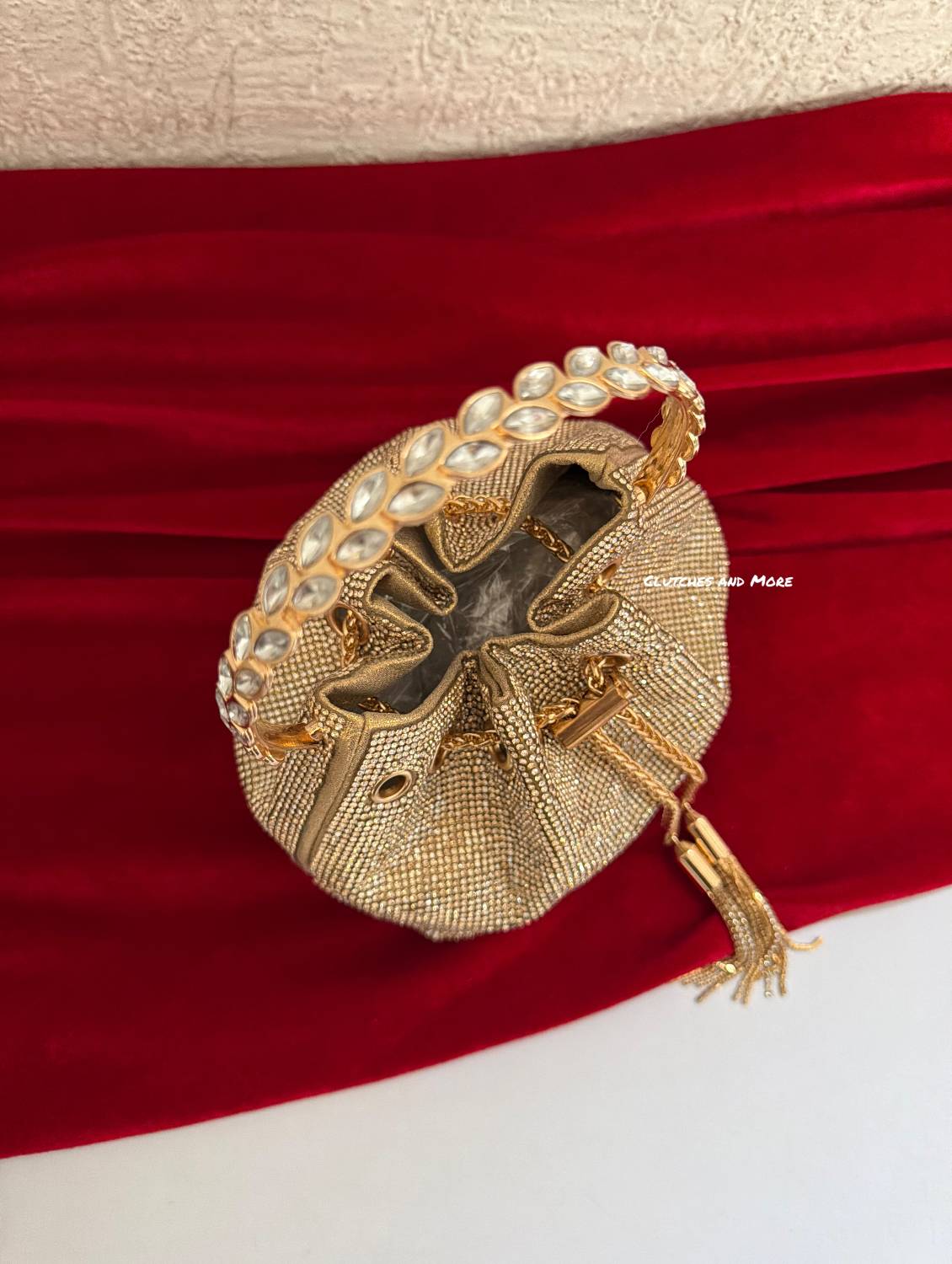 Rhinestone Bucket Bag Gold