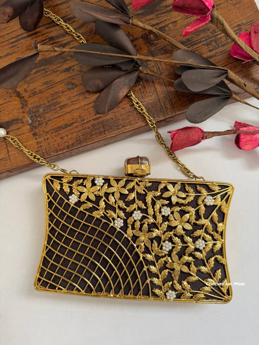 Amaira Mother of Pearl luxury clutch Gold