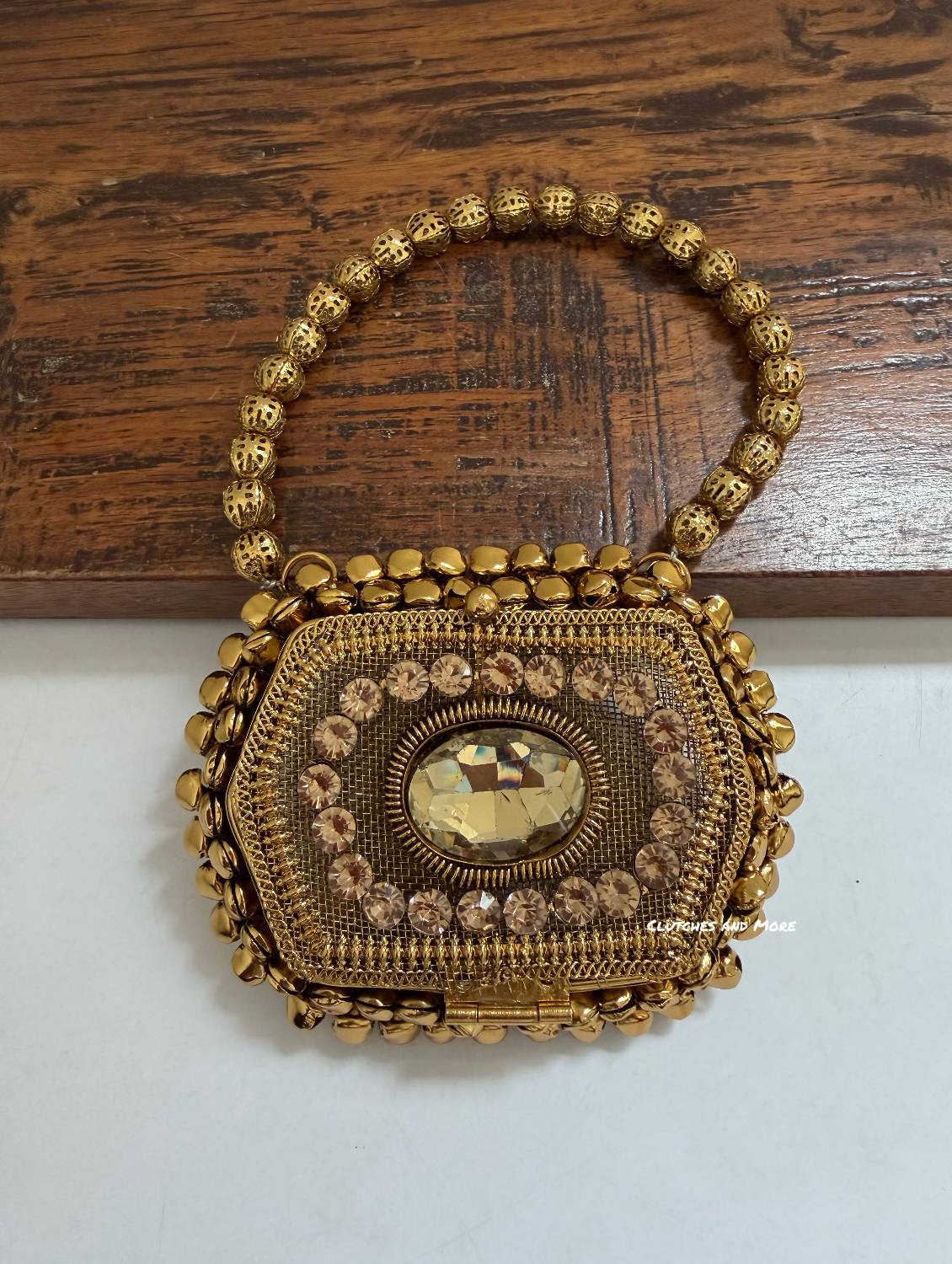 Mini Metal Hexagon Ghunghroo Bag Gold