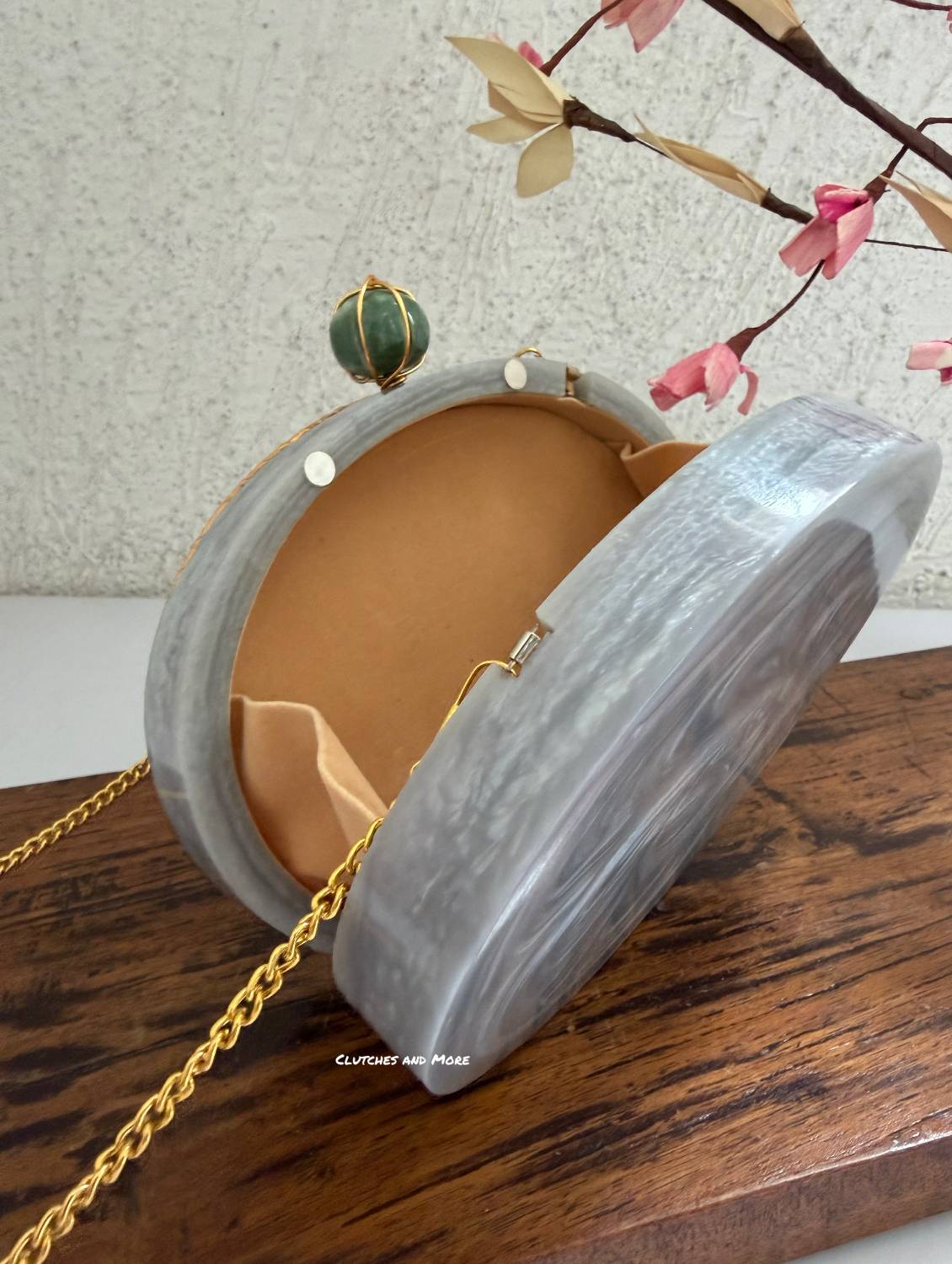 Moonstone Royal Resin Clutch Grey