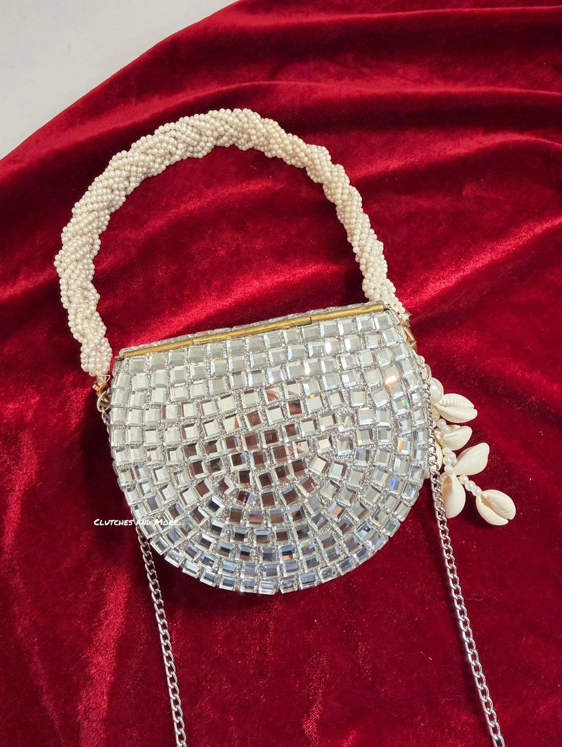 Boho Silver Mini Shell Bag