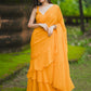 Yellow Georgette Pre Draped Saree by Dorie