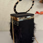 Feather Box Clutch Black