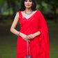 Red Georgette Pre Draped Saree by Dorie