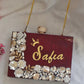 Red Resin clutch with Name