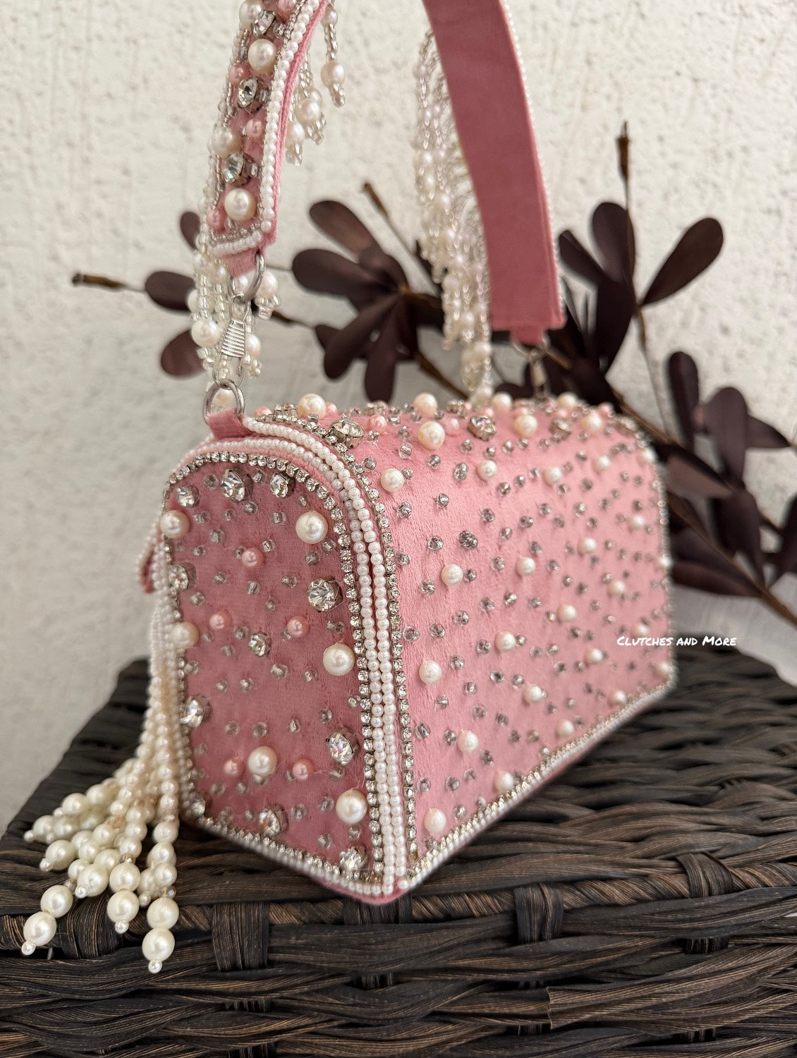 Premium Tassle Box clutch Pink