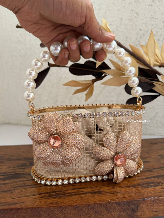 Flower Bucket Bag Mini Gold/ Rose Gold