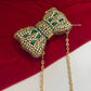 Kiana Kundan Bow Clutch Green Gold