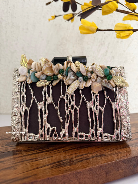 Superluxe Mother of pearl Clutch Silver