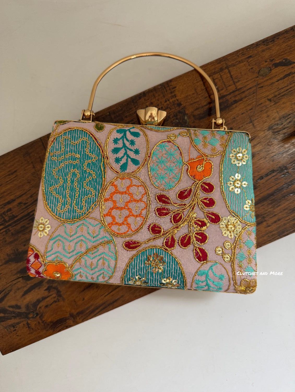 Lakhnawi Chikankari Bag Pink Multicolored