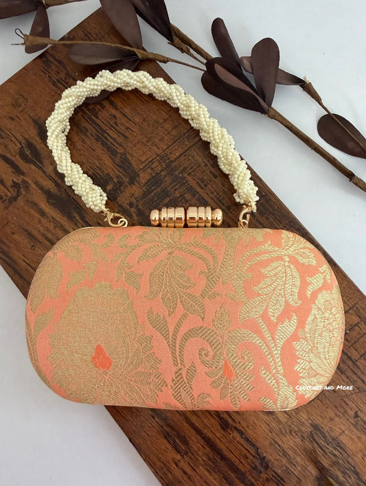 Adaa Banarsi Clutch Peach