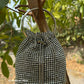 Hazel Rhinestone Bucket Bag Silver