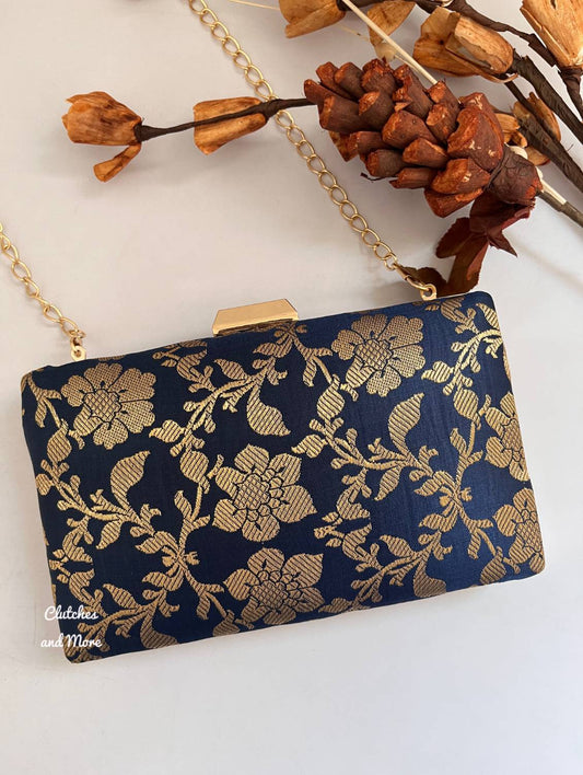 Kala Banarsi Clutch Blue