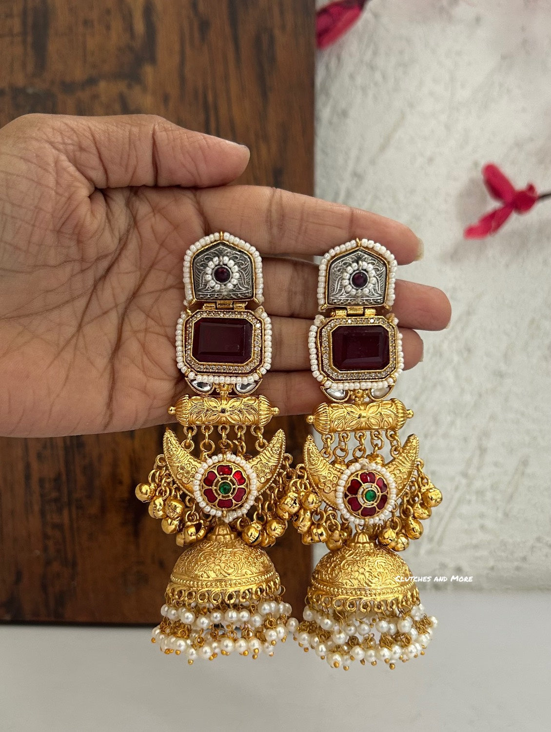 Advaita Kashmiri Earrings Maroon