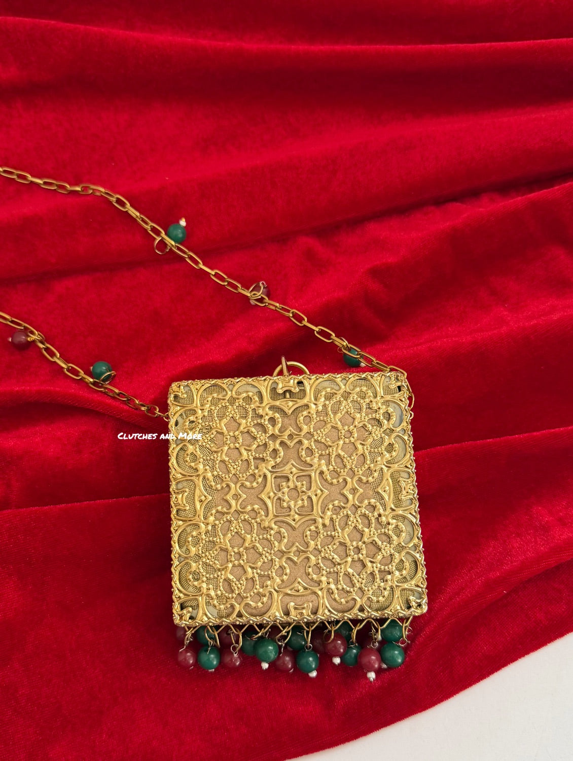 Mumtaz Mini Metal Jaal Bag Gold Multi