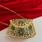 Kasika Kundan Brass Clutch Mini Gold Green